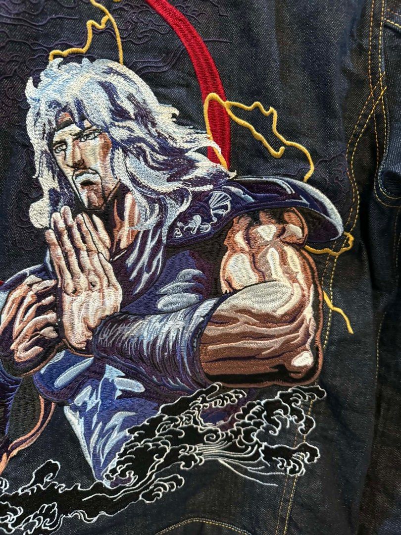 Oni Denim Jacket (Category: Activewear) located in Manila. Submitted by weart (Listing ID 1409396862, Image 2). Description: 🔥Oni Denim Jacket 🔥 Note: What You see is what you get High-quality Japanese denim with detailed embroidery. Size: Tag-Medium, Width-19, Length-25 Condition: 10/10.