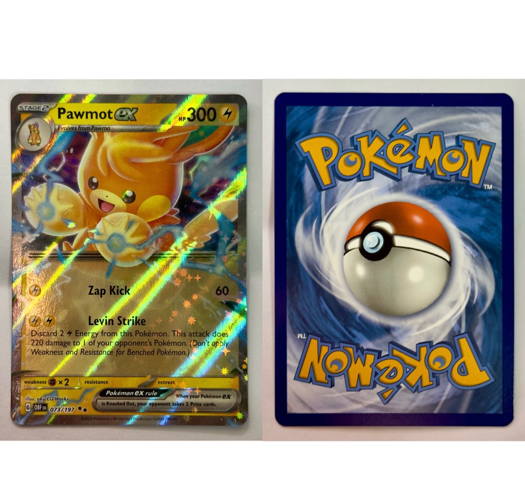Pokemon - Pawmot Ex #73 Obsidian Flames, Hobbies & Toys, Toys & Games on  Carousell