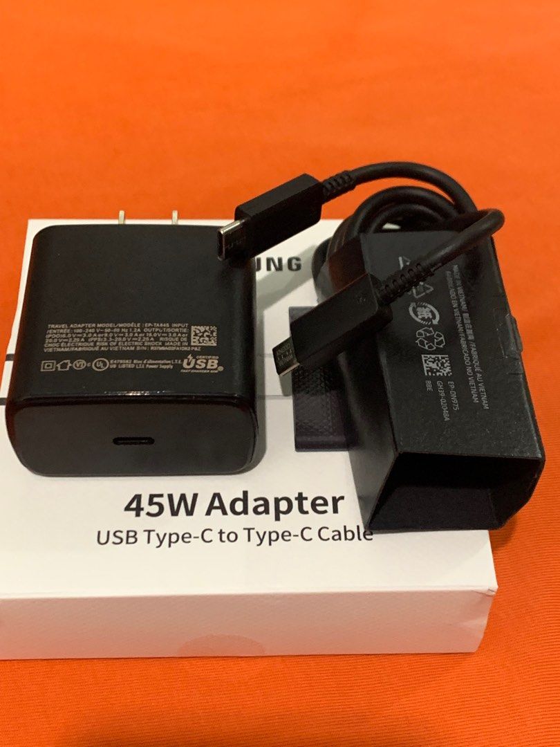 Samsung 45W Super Fast Charging (Category: Chargers & Cables) located in San Juan City. Submitted by ph_gadgets_hub (Listing ID 1409338282, Image 1). Description: WE ARE STILL ON SALE ❗️❗️❗️ ₱550 45W Set Samsung PD Adapter Super Fast Charging with Type C to Type C 5A Cable Super Fast Charging🔥 ₱450 45W Samsung Travel Adapter Type C Super Fast Charging only ₱300 Type-C to Type-C Cable Cord only Compatible to all Samsung Type C Mobile Phone device