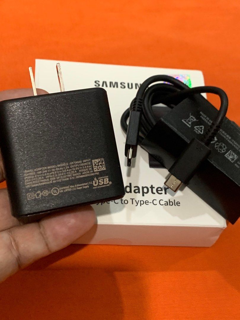 Samsung 45W Super Fast Charging (Category: Chargers & Cables) located in San Juan City. Submitted by ph_gadgets_hub (Listing ID 1409338282, Image 3). Description: WE ARE STILL ON SALE ❗️❗️❗️ ₱550 45W Set Samsung PD Adapter Super Fast Charging with Type C to Type C 5A Cable Super Fast Charging🔥 ₱450 45W Samsung Travel Adapter Type C Super Fast Charging only ₱300 Type-C to Type-C Cable Cord only Compatible to all Samsung Type C Mobile Phone device