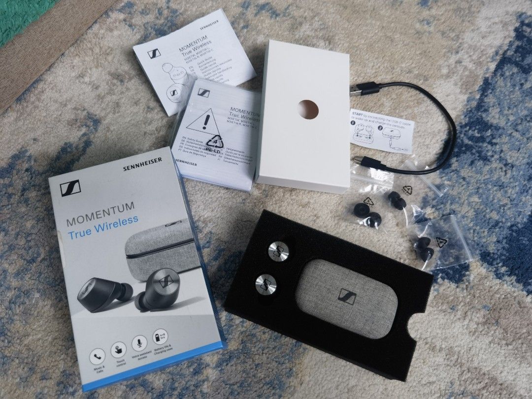 Sennheiser Momentum TW (M3IETW) Black (Category: Earphones) located in Quezon City. Submitted by rae.finds (Listing ID 1409298927, Image 2). Description: *Condition: Excellent, used with care, pwede sa maselan *Complete: Original box, charging case, all accessories included *High-quality sound: Signature Sennheiser audio *Battery/charging: Fully functional *Selling because I no longer use it. Perfect for anyone looking for premium earbuds in grea