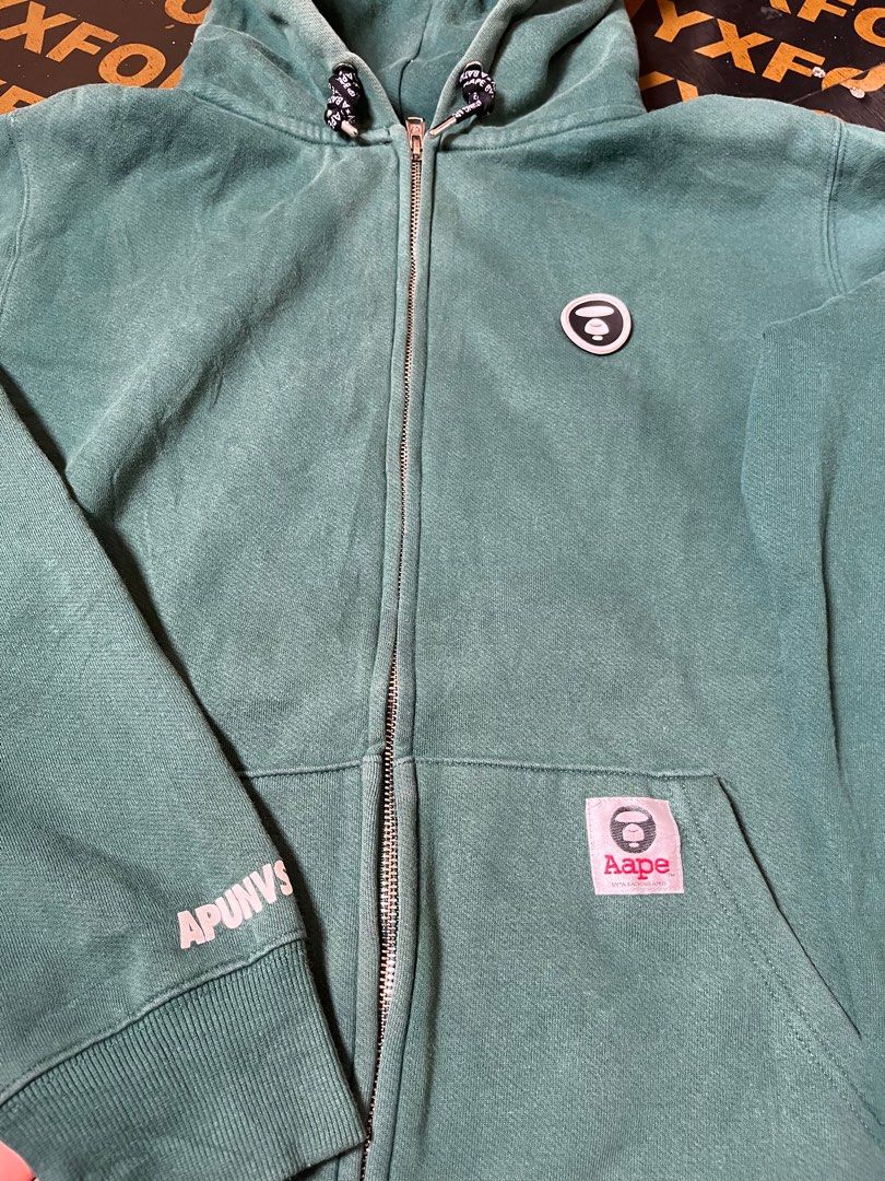 Aape Zip Up Hoodie Jacket (Category: Coats, Jackets and Outerwear) located in Manila. Submitted by codearchivez (Listing ID 1409481036, Image 2). Description: Medium to Large - 21” x 27” Fadings.