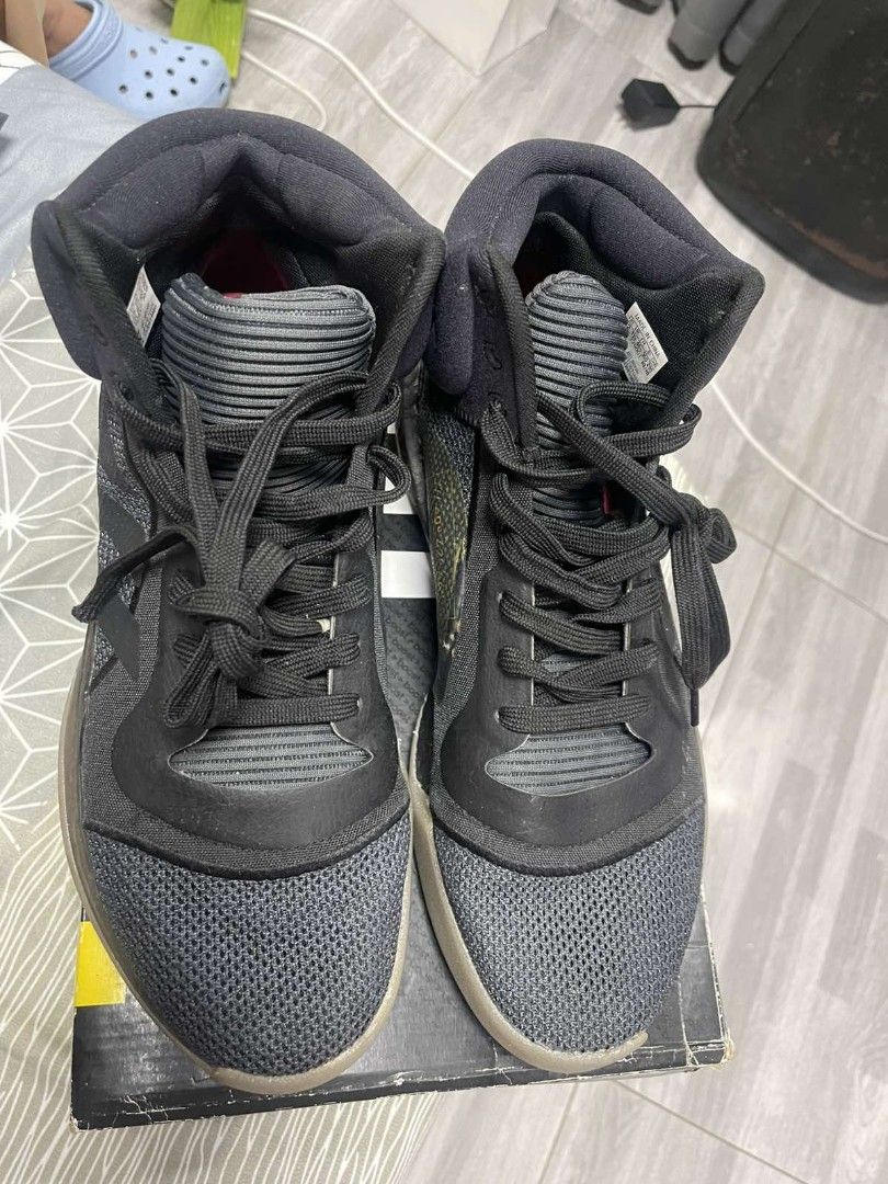 Adidas Marquee Boost Basketball Shoes (Category: Sneakers) located in Manila. Submitted by ferdzdelr35380 (Listing ID 1409488525, Image 3). Description: - Adidas Marquee Boost basketball shoes - Color: Black - High-top design - Mesh upper - Boost midsole - Size: US 12, EUR 46, 300mm - Includes original box - Price tag: PHP 7,500.00 ISSUE: For slight mid-sole reglueing.