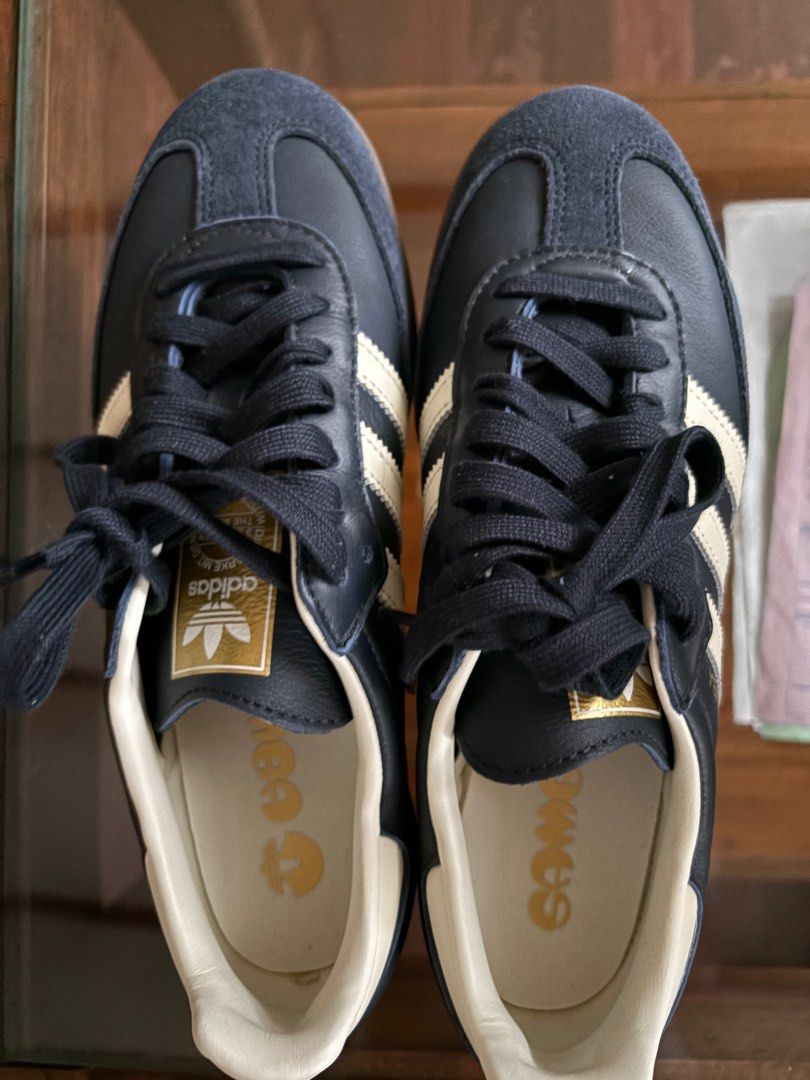 Adidas Samba OG Navy Blue Sneakers (Category: Sneakers) located in Quezon City. Submitted by authentic_c (Listing ID 1409532280, Image 2). Description: US 7 1/2 unisex size Brand new. I bought too much sneakers.