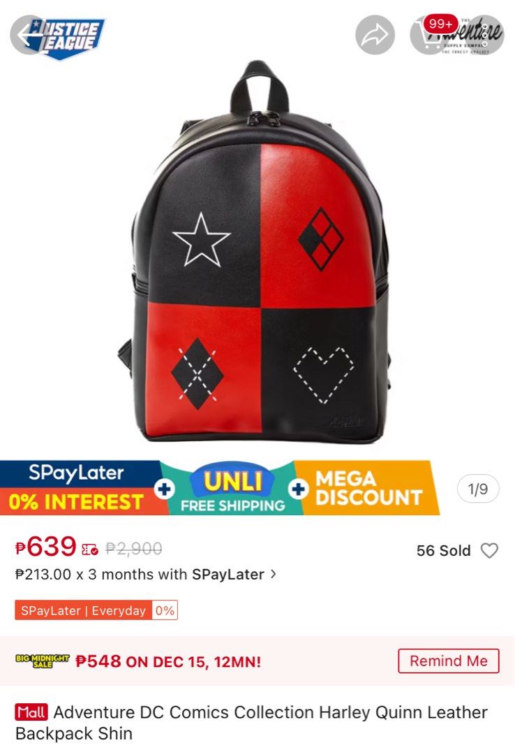 Adventure DC Comics Harley Quinn Leather Backpack (Category: Backpacks) located in Manila. Submitted by wayvae (Listing ID 1409485753, Image 3). Description: Harley Quinn-themed backpack - Never used 📍 North Caloocan; can meetup SM fairview.