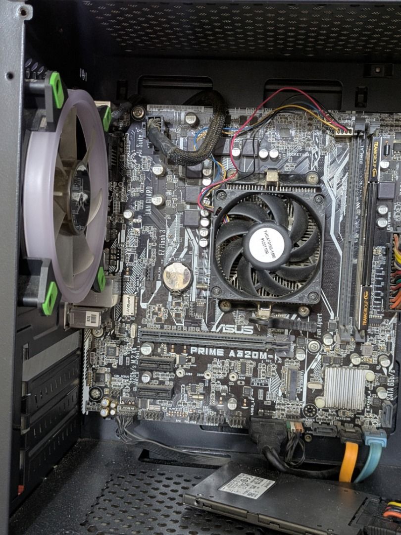 BUNDLE Motherboard + Processor + 4gb ram (Category: Computer Parts) located in Bulacan. Submitted by sashimi31 (Listing ID 1409484056, Image 1). Description: - ASUS PRIME A520M Motherboard - Athlon 200ge - 4gb RAM sticks included no issue, testing all you want RFS: for Upgrade lang po.