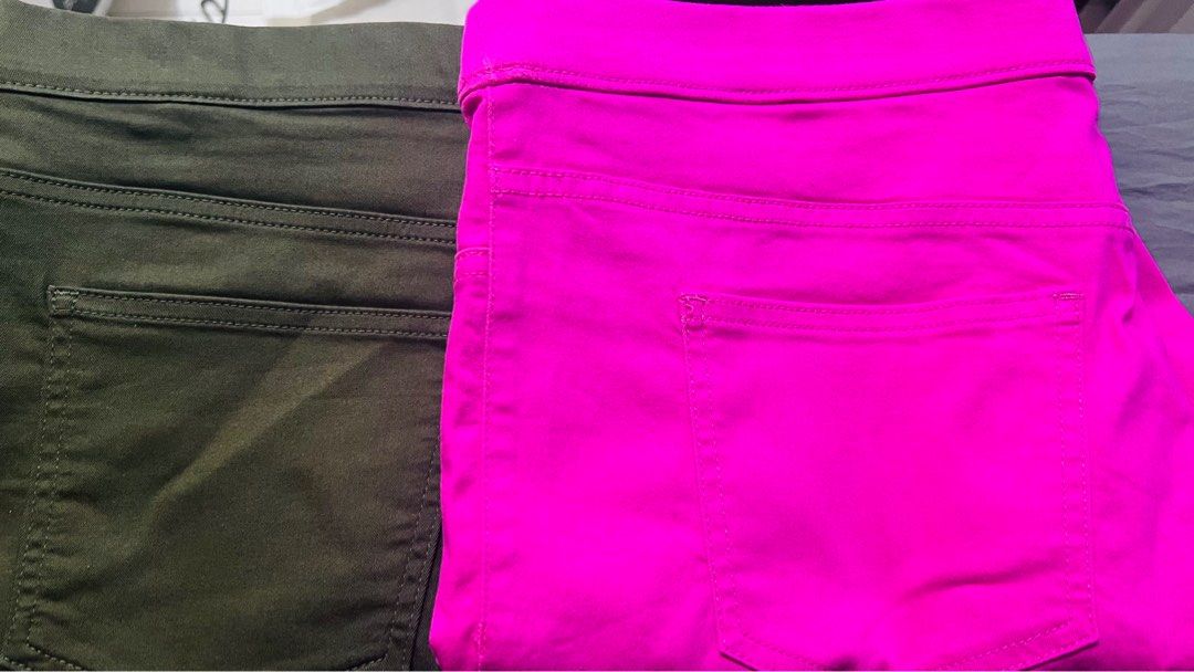 Bundle M&S Jeggings - Khaki and Blossom (Category: Jeans) located in Quezon City. Submitted by kishey (Listing ID 1409604393, Image 2). Description: Khaki is preloved Blossom is brand new. Color is lighter in actual. No fading or issues .