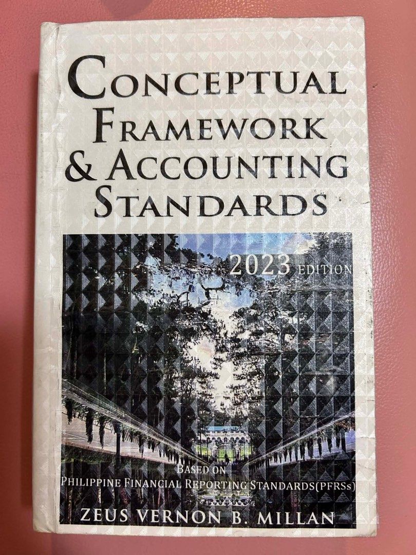 Conceptual Framework & Accounting Standards 2023 Edition (Category: Textbooks) located in Quezon City. Submitted by aayxxc (Listing ID 1409494447, Image 1). Description: - Conceptual Framework & Accounting Standards 2023 Edition - Authored by Zeus Vernon B. Millan - Based on Philippine Financial Reporting Standards (PFRSs).