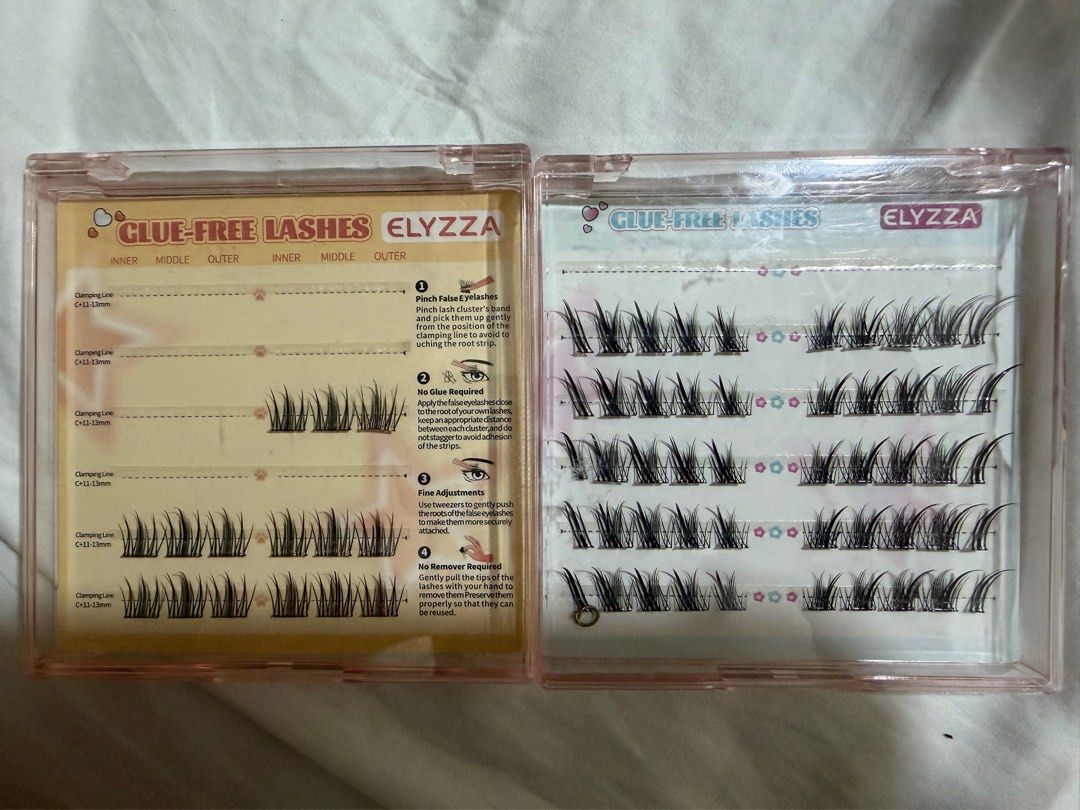 Elyzza cluster lashes bundle (Category: Makeup) located in Quezon City. Submitted by s.haaa (Listing ID 1409484428, Image 1). Description: Lambkin and foxy cluster lashes The remaining clusters are unused Rfs: decluttering.