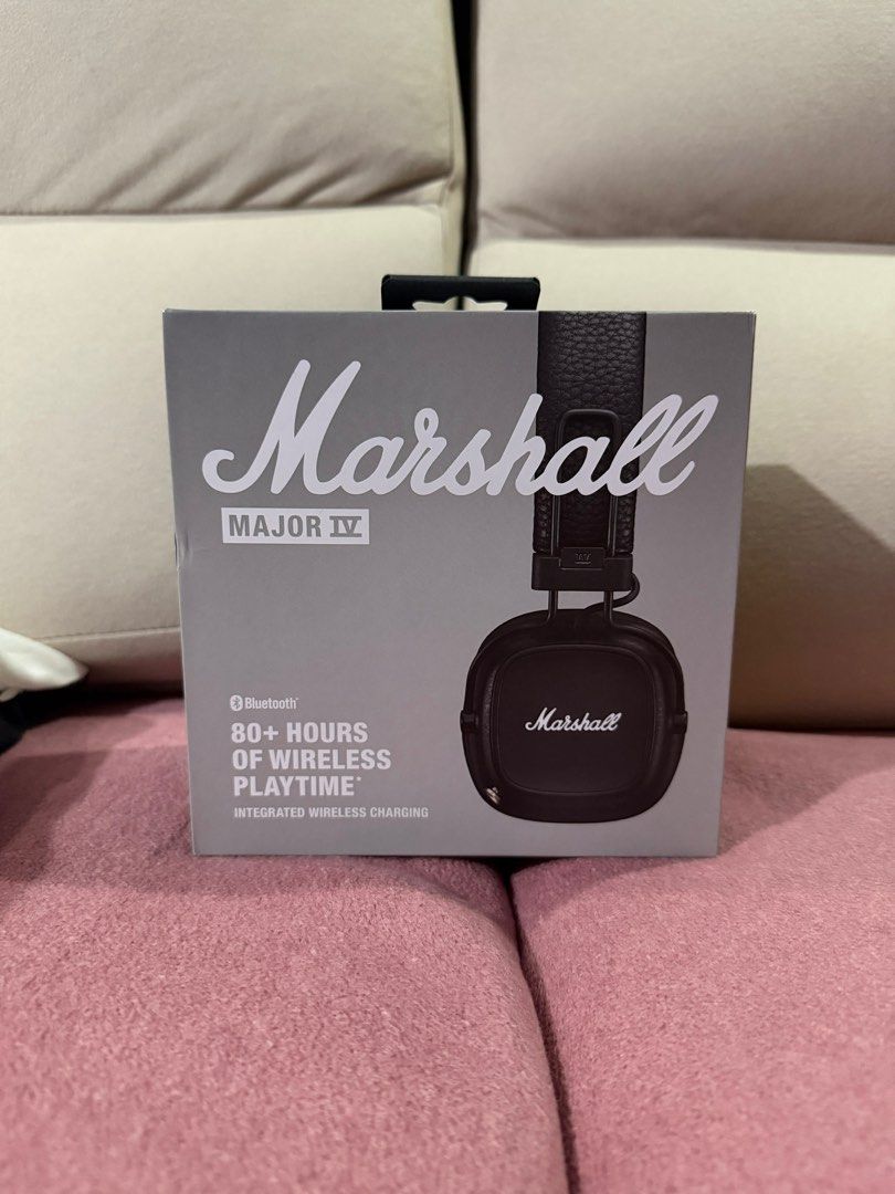 Marshall Major IV (SEALED) (Category: Headphones & Headsets) located in Manila. Submitted by hamzackerburg (Listing ID 1409535466, Image 1). Description: Marshall Major IV – Product Details • Bluetooth on-ear headphones • Iconic Marshall sound • Up to 80+ hours of wireless playtime • Supports wireless charging • Custom-tuned dynamic drivers • Multi-directional control knob (music, volume, calls) • Built-in microphone for hands-free calling • Comf