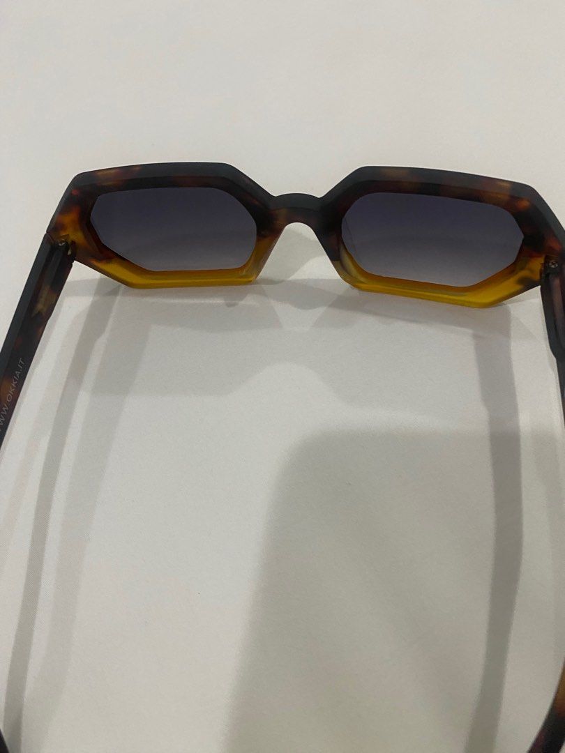 OKKIA Havana Yellow Sunglasses (Category: Sunglasses & Eyewear) located in Quezon City. Submitted by jnet1003 (Listing ID 1409458096, Image 2). Description: - OKKIA Havana Yellow sunglasses - Unique geometric frame - Includes original box, protective case, and cleaning cloth - Model number: OK022-HY - Made in China.