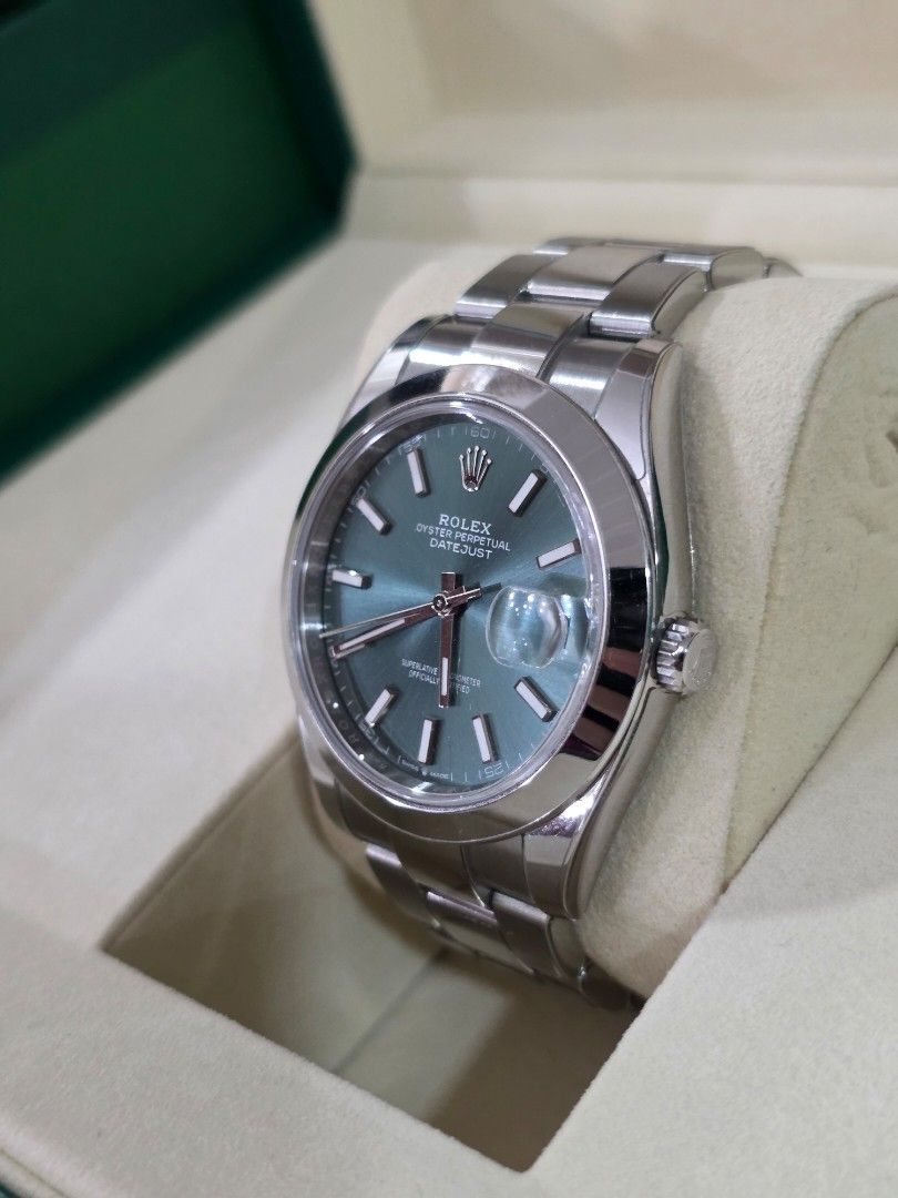 Rolex Datejust 41 Mint Green (Category: Luxury Watches) located in Mandaluyong City. Submitted by shobeywatch (Listing ID 1409519668, Image 3). Description: Rolex Datejust 41 Mint Green Ref. 126300 Like new 2025 PPF ig shobeywatch.