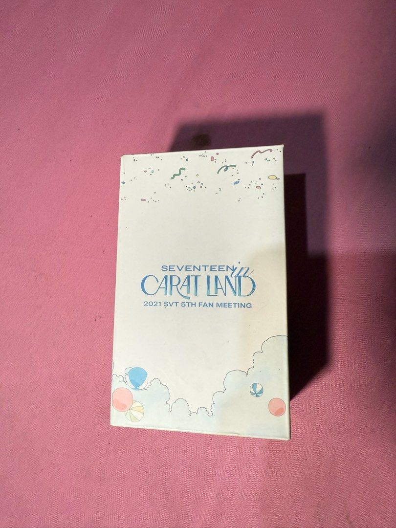 Seventeen Carat Land Mini Fan Set (Category: Fans) located in Paranaque City. Submitted by chizbun (Listing ID 1409459987, Image 2). Description: SVT 5th Fan Meeting Carat Land Mini Fan Set (2021) Mini fan (blue and white) in Original box (with Carat Land logo) - Complete set (Box, fan, charger cable, manual, SVT fan lanyard, SVT stickers, SVT mini-postcard) P1300 New, just opened for photos and to check if working Onhand in Paranaque Note: will 