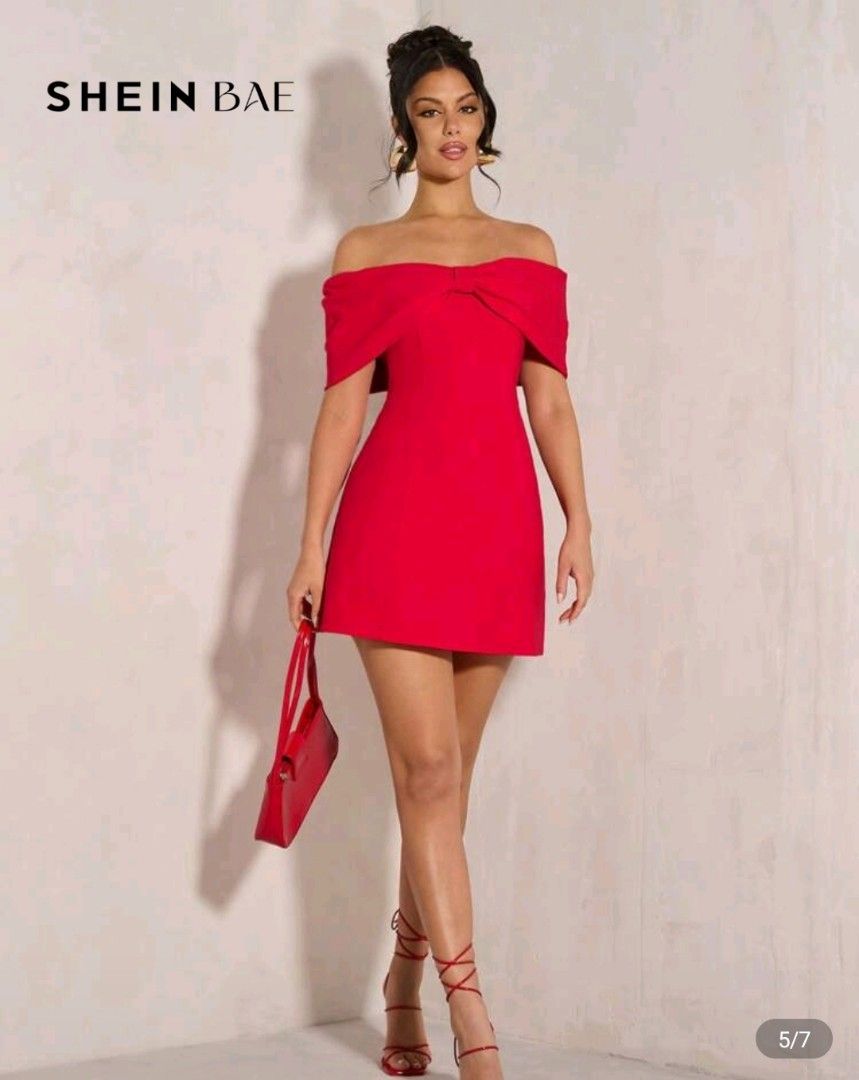SHEIN BAE Off Shoulder Mini Dress Red (Category: Dresses) located in Manila. Submitted by erisedpreloved (Listing ID 1409491872, Image 1). Description: Red Off Shoulder Dress Semi Formal Casual Party Medium Used Once for a Party Original Price: 638.00.