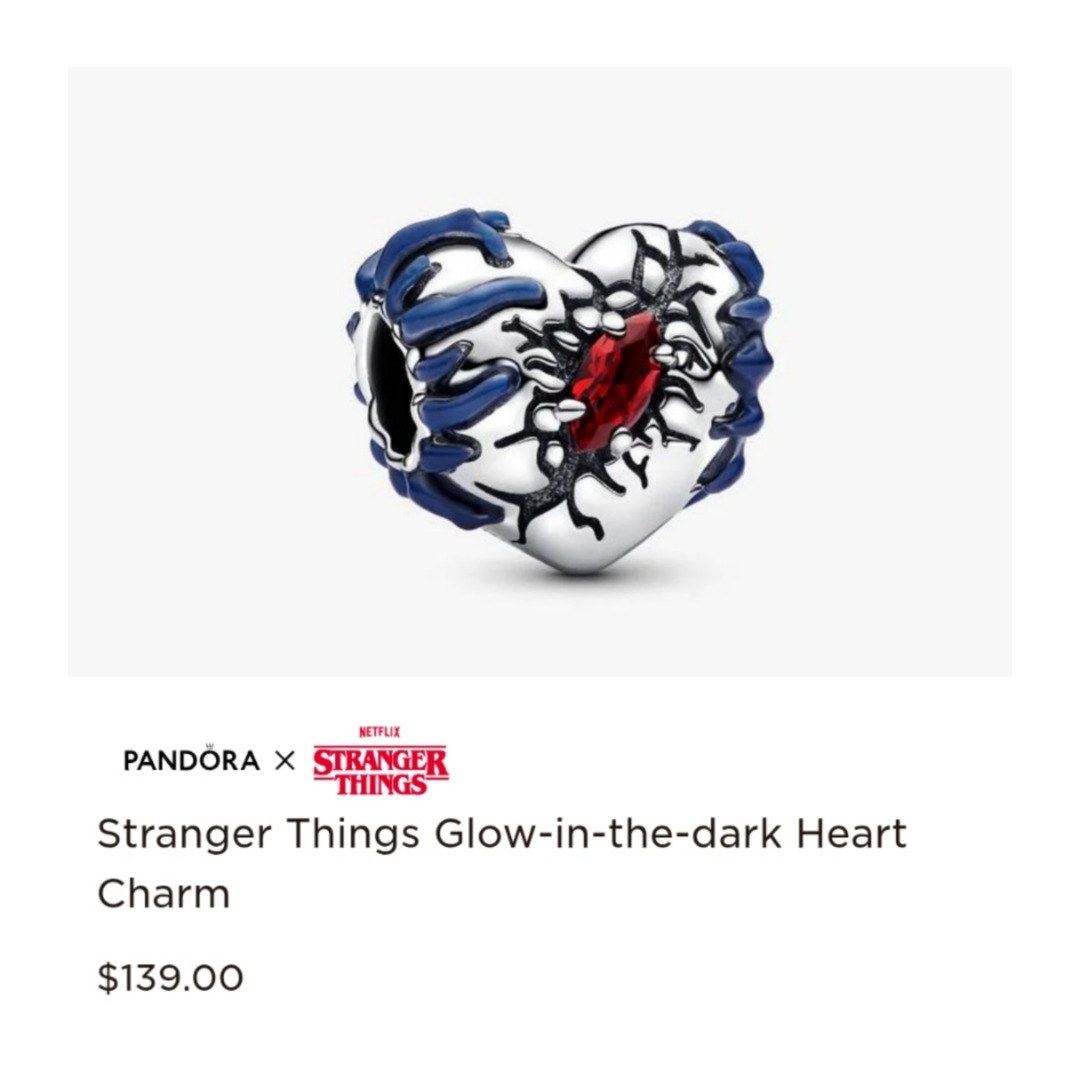 Stranger Things Glow-in-the-dark Heart Charm 793565C01, Women's Fashion ...