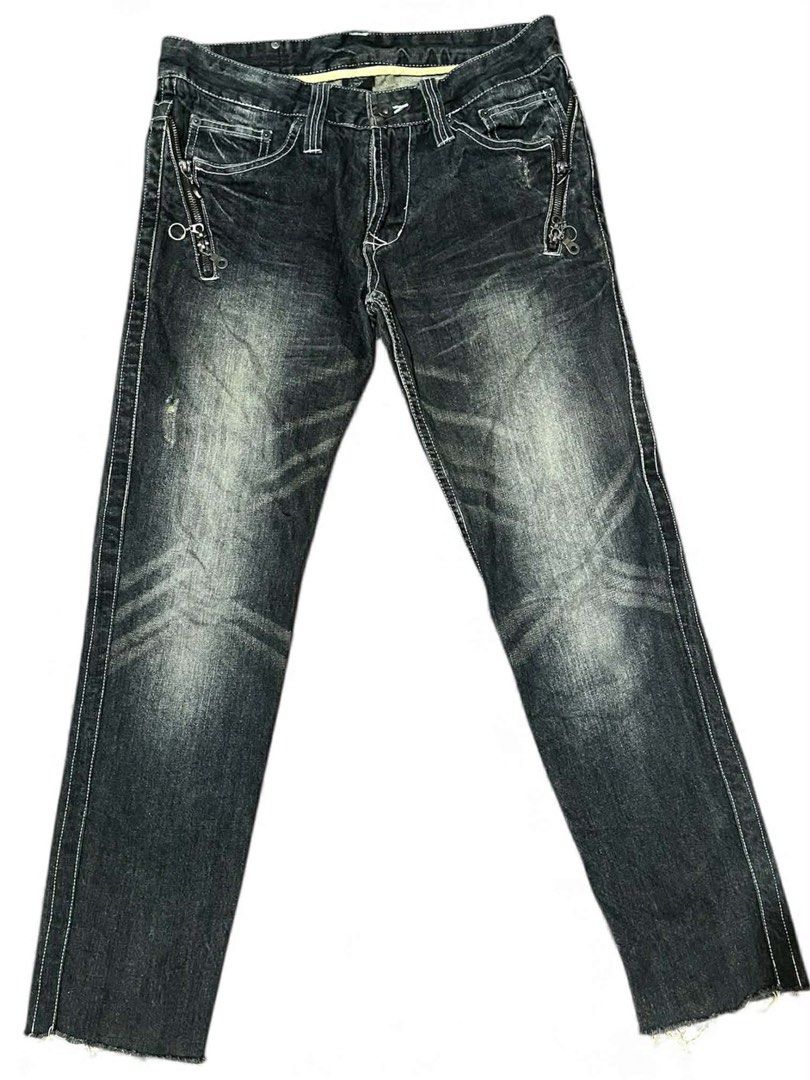Y2K Semantic Design Jeans (Category: Jeans) located in Zamboanga. Submitted by archivist_ (Listing ID 1409506325, Image 1). Description: Semantic Design Archive Japanese Punk/Grunge Denim Jeans Capture the rebellious spirit of early 2000s Japanese Streetwear with this rare pair of distressed denim from the acclaimed brand, Semantic Design. Known for blending punk and grunge influences with high-quality Japanese textile work, these jeans are a tru