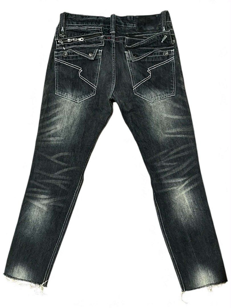 Y2K Semantic Design Jeans (Category: Jeans) located in Zamboanga. Submitted by archivist_ (Listing ID 1409506325, Image 2). Description: Semantic Design Archive Japanese Punk/Grunge Denim Jeans Capture the rebellious spirit of early 2000s Japanese Streetwear with this rare pair of distressed denim from the acclaimed brand, Semantic Design. Known for blending punk and grunge influences with high-quality Japanese textile work, these jeans are a tru