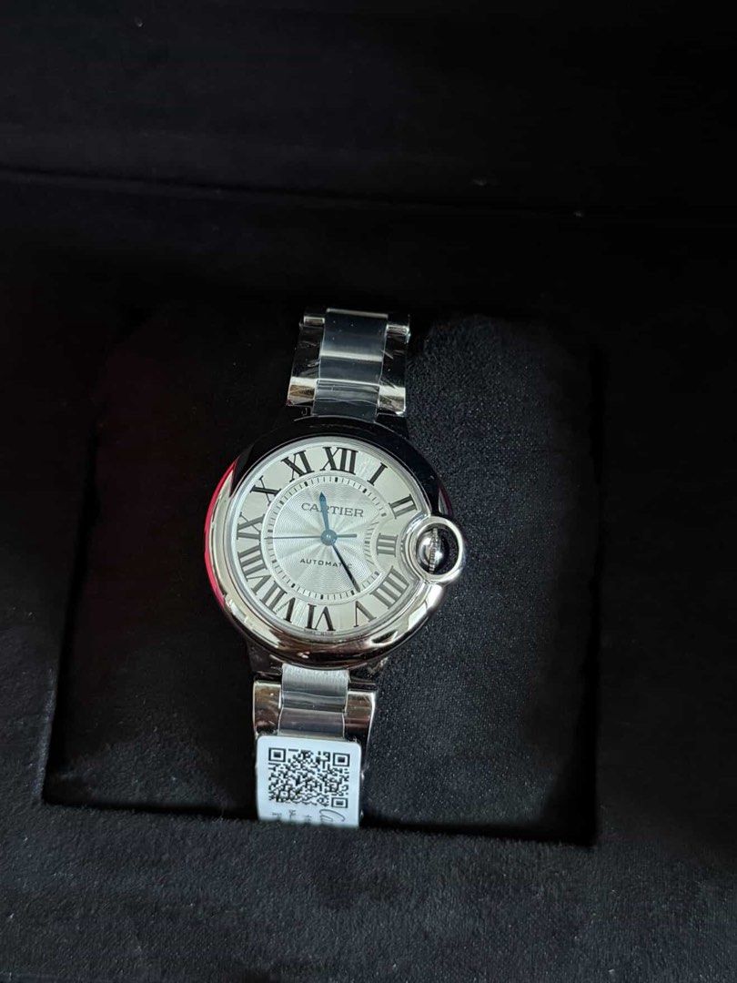 Cartier Ballon Bleu Automatic Watch (Category: Luxury Watches) located in Caloocan City. Submitted by izzie_finds (Listing ID 1409732117, Image 1). Description: - Authentic Cartier Ballon Bleu watch - Automatic movement - Silver dial with Roman numeral hour markers - Stainless steel bracelet - Comes with original box and packaging - Perfect for everyday wear or special occasions - Stylish and elegant design.