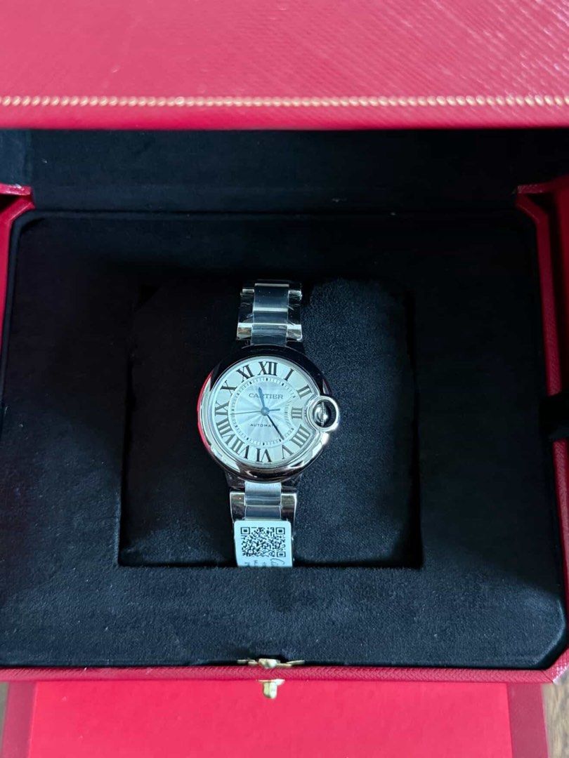 Cartier Ballon Bleu Automatic Watch (Category: Luxury Watches) located in Caloocan City. Submitted by izzie_finds (Listing ID 1409732117, Image 2). Description: - Authentic Cartier Ballon Bleu watch - Automatic movement - Silver dial with Roman numeral hour markers - Stainless steel bracelet - Comes with original box and packaging - Perfect for everyday wear or special occasions - Stylish and elegant design.