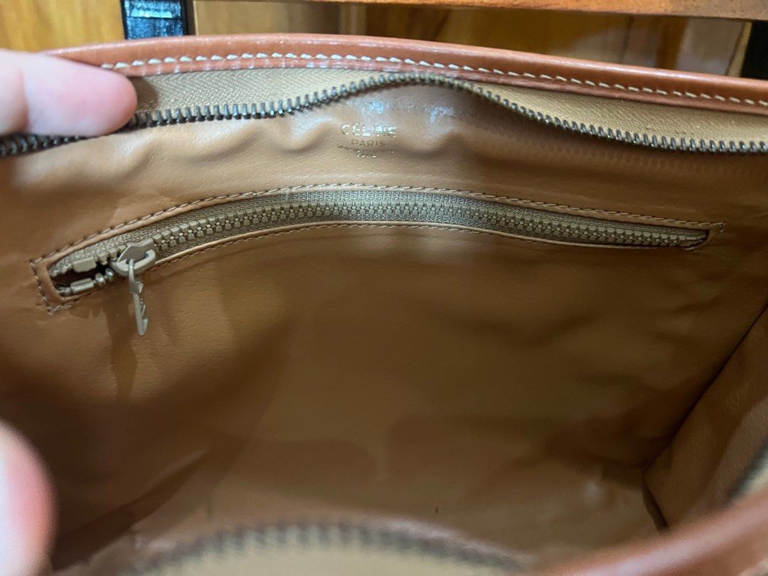 Celine Macadam Clutch (Category: Luxury Bags & Wallets) located in Cebu City. Submitted by cringedeclutters (Listing ID 1409672211, Image 2). Description: - Authentic Celine clutch bag - Iconic Macadam pattern - Brown leather trim - Zipper closure with Celine logo pull - Interior tag with style name and price - Made in Italy NEGOTIABLE.