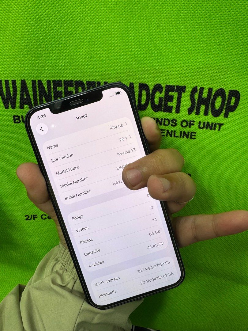 iPhone 12 64gb (Category: iPhone 12 Series) located in San Juan City. Submitted by wainefreygadgetshop (Listing ID 1409738587, Image 2). Description: iPhone 12 64gb (F.U) ALL GOODS AT WORKING NO REPAIR HISTORY CAMERA GOODS PEDE PANG PARTS READY TO USE UNLI RESET NO HIDDEN APPLE I.D BATTERY 88% MAKUNAT PA PANG DAILY USE PEDE PANG BACK UP PHONE TEST TO SAWA BAGO BAYARAN Buy at your own risk 😊 For fast transaction call/text 09279452049,09704549340 