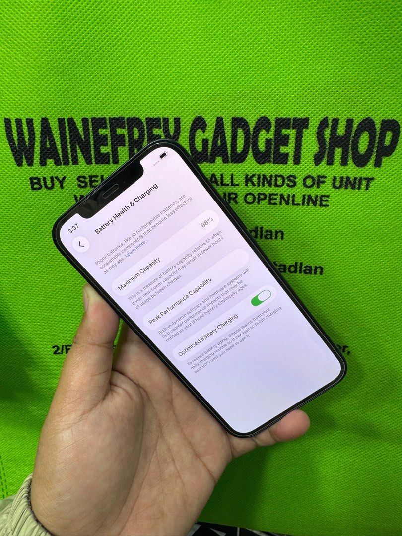 iPhone 12 64gb (Category: iPhone 12 Series) located in San Juan City. Submitted by wainefreygadgetshop (Listing ID 1409738587, Image 3). Description: iPhone 12 64gb (F.U) ALL GOODS AT WORKING NO REPAIR HISTORY CAMERA GOODS PEDE PANG PARTS READY TO USE UNLI RESET NO HIDDEN APPLE I.D BATTERY 88% MAKUNAT PA PANG DAILY USE PEDE PANG BACK UP PHONE TEST TO SAWA BAGO BAYARAN Buy at your own risk 😊 For fast transaction call/text 09279452049,09704549340 