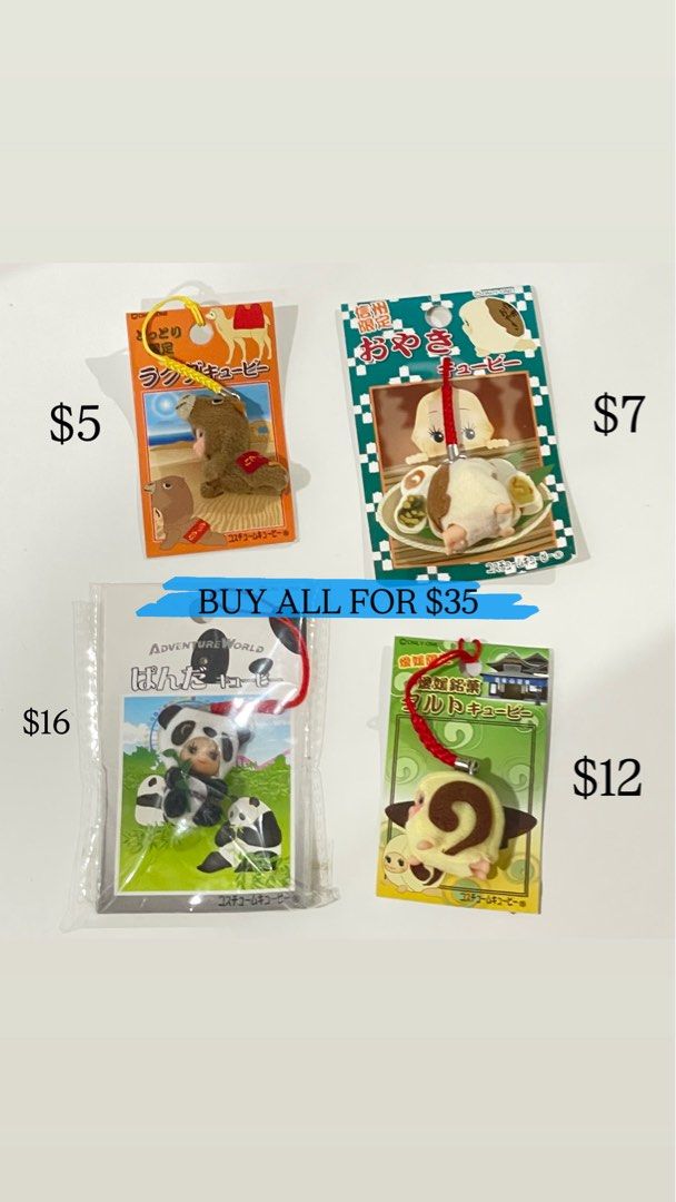 kewpie keychains (Category: Character Goods) located in Singapore. Submitted by lqvmxn (Listing ID 1409774321, Image 1). Description: CAN NEGOTIATE IF BUY MORE tracked mailing - $3 .