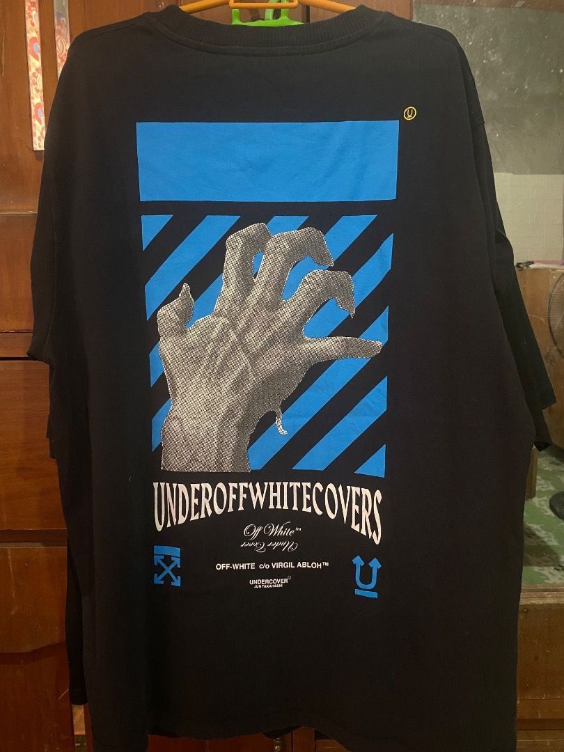 Off-White Undercover Hand Dart T-shirt (Category: Tshirts & Polo Shirts ) located in Mabalacat. Submitted by zesko_ (Listing ID 1409621758, Image 2). Description: - Off-White x Undercover Hand Dart T-shirt - Size: XS - Features graphic print on front and back - Material: 100% Cotton - Collaboration: Virgil Abloh & Jun Takahashi - Includes care instructions.