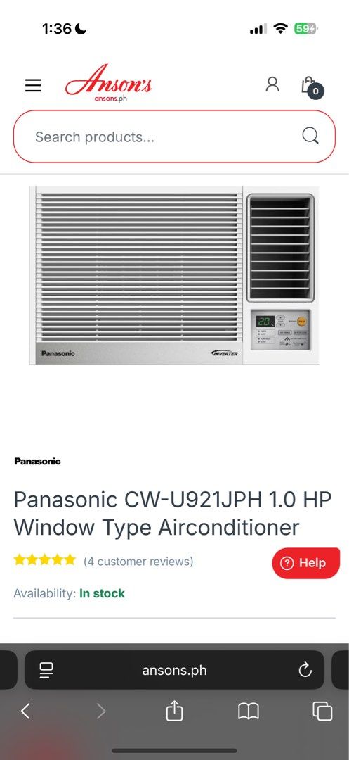 Panasonic CW-U921JPH 1.0 HP Window Type Airconditioner (Category: Air Conditioning and Heating) located in Manila. Submitted by obbam (Listing ID 1409664478, Image 2). Description: - slightly negotiable - Panasonic CW-U921JPH 1.0 HP Window Type Airconditioner with Inverter Technology - 12-year compressor warranty, 3-year parts warranty - Energy Efficiency Rating: 4.36 - Features: Anti-bacterial filter, Cool Mode - Japan Quality - Used for a year 