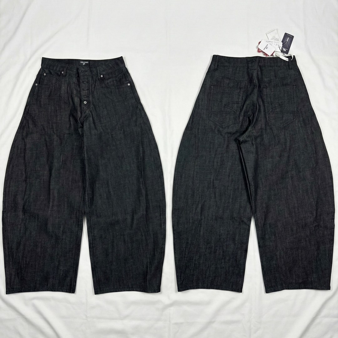 PEOPLESENSE Black Raw Denim with Button Fly, Men's Fashion