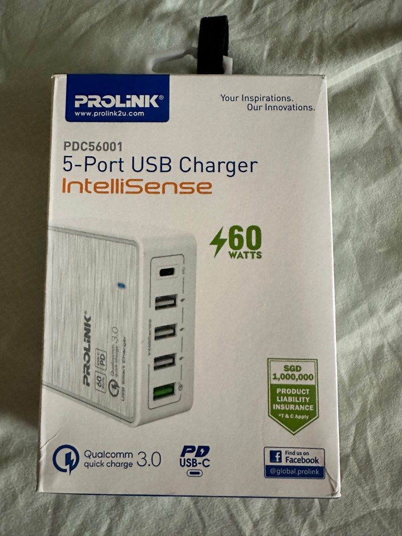 Prolink PDC56001 60W 5-Port Smart Desktop Charger with IntelliSense