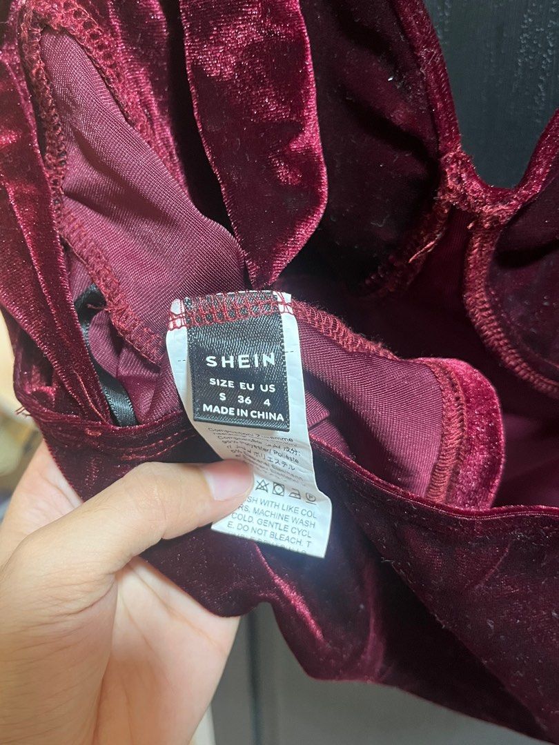 Shein Velvet Tie-Strap Top - Size S (Category: Sleeveless) located in Manila. Submitted by xoshushi.dcltr (Listing ID 1409785221, Image 2). Description: used once for my bday celeb. .