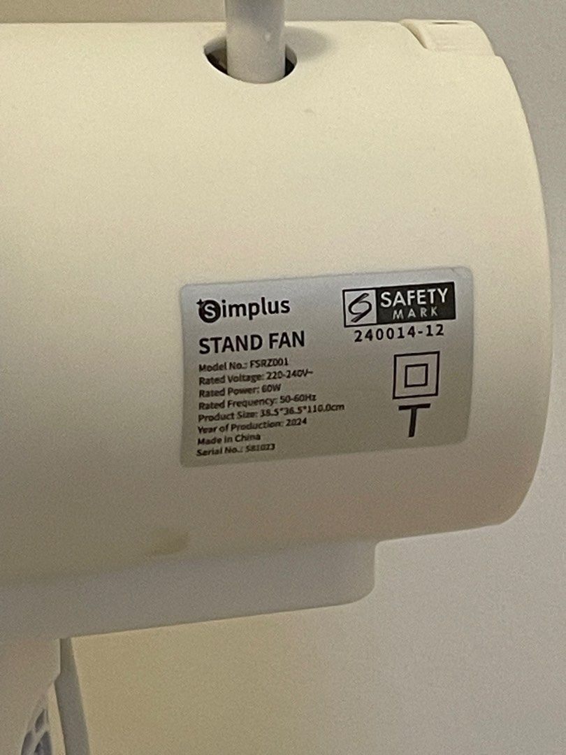Standing Fan Simplus Simplus Stand Fan - FSRZ001, Furniture & Home Living, Lighting & Fans ...