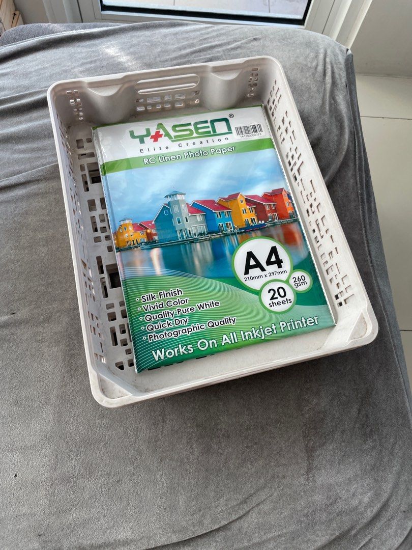 Stackable Light Grey Plastic Paper Storage Organizer Baskets (per piece) (Category: Storage Boxes & Baskets) located in Taguig. Submitted by fae99 (Listing ID 1409699506, Image 2). Description: - 11pcs Available, TAKE ALL ₱290 - Set of stackable white plastic storage baskets - Stackable in 2 ways (low stacking or high stacking) easy to use for storage - Rectangular shape with patterned design - Features handles for easy carrying - Ideal for organ