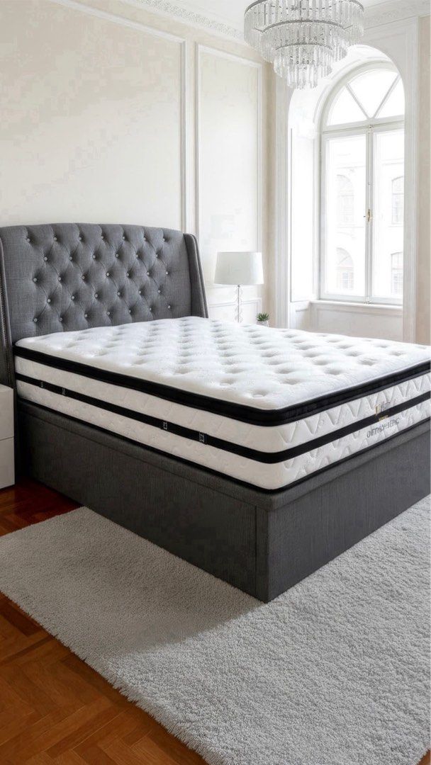 Storage Bed Frames (Category: Bed Frames & Mattresses) located in Singapore. Submitted by homeisland (Listing ID 1332650328, Image 3). Description: Description 🚚 FREE DOORSTEP DELIVERY 🚚 2024 NEW DESIGNS | BRAND NEW White Storage Bed with Crystal Diamonds Storage Bed Frame (Queen): $850 Blue Storage Bed Frame (Queen): $750 Grey Storage Bed Frame (Queen): $750 Purple with Crystal Diamonds Storage Bed Frame (Queen): SOLD Grey Storage Bed Frame wi
