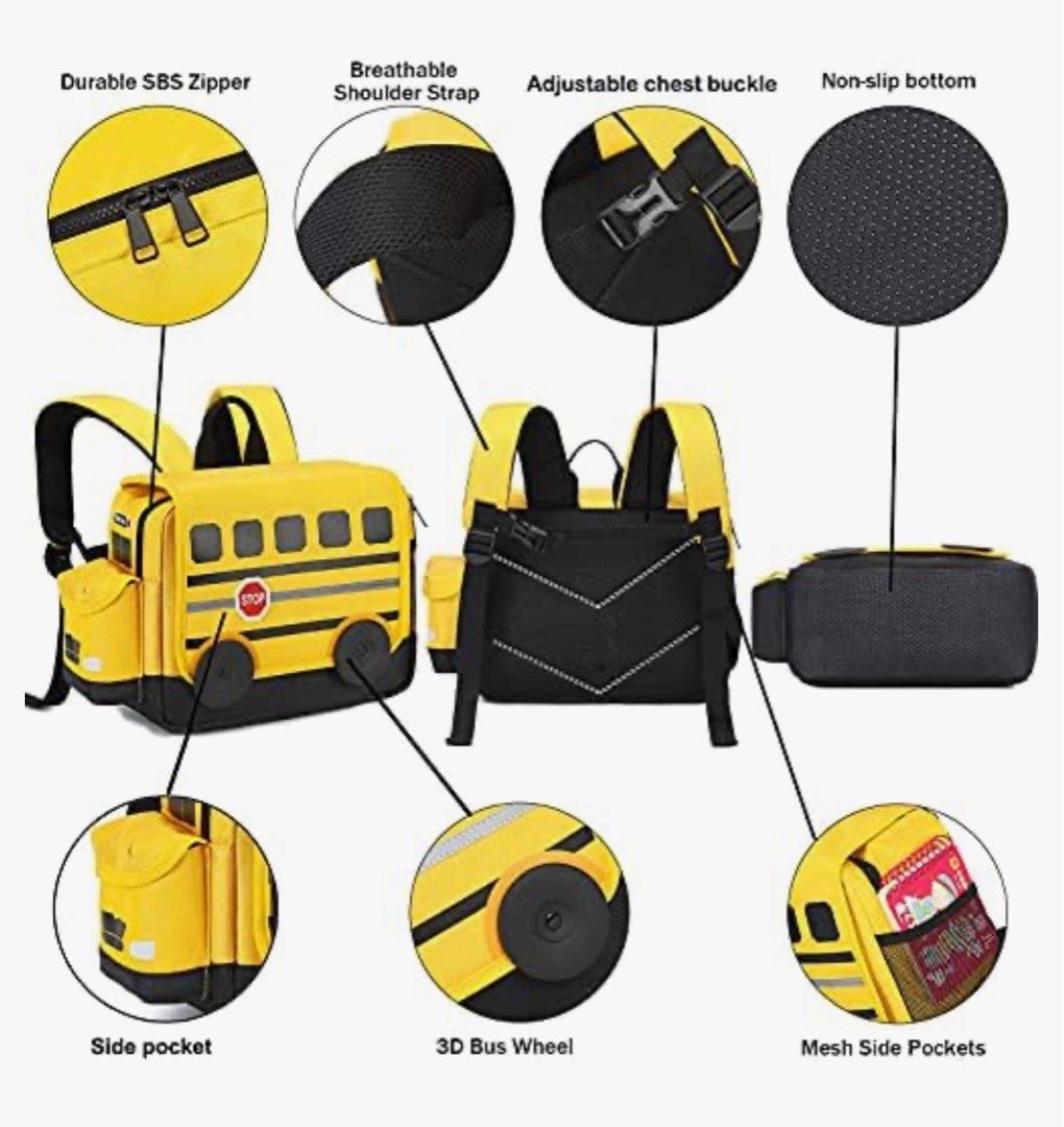 Toddler /Kids' School Bus Backpack - preschool size, Babies & Kids ...