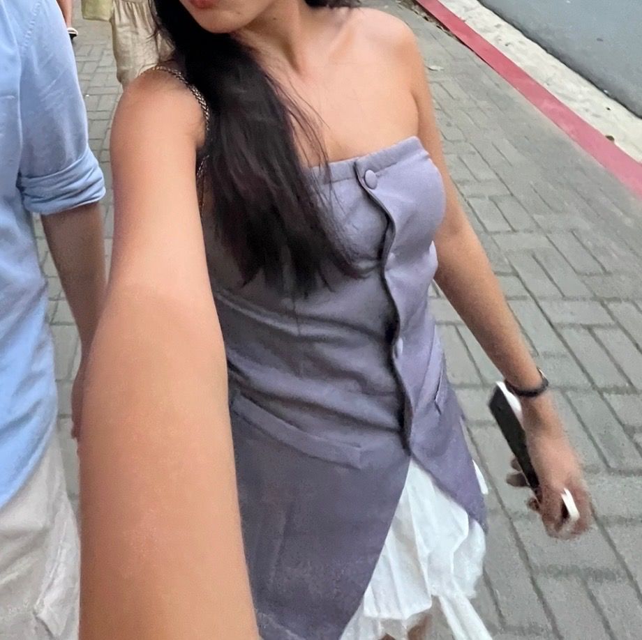Tube Button-Up Top (Category: Dresses) located in Makati City. Submitted by irodri (Listing ID 1409651745, Image 3). Description: - used twice only :) - Button-up front - can fit up to medium.