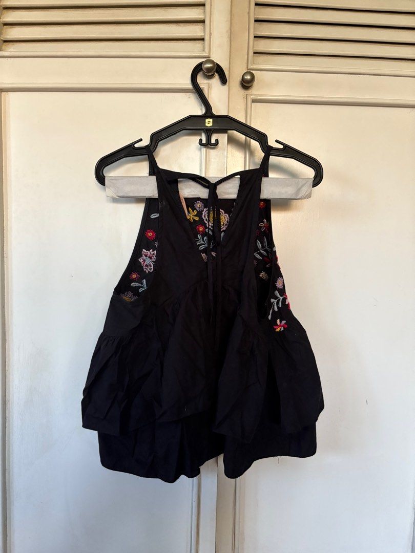 Zara Trafaluc Embroidered Top - Size M (Category: Blouses) located in Quezon City. Submitted by mcpar9685821 (Listing ID 1409710781, Image 2). Description: •worn but still in very good condition •colorful floral embroidery •halter style, ties at the back •tiered ruffles .