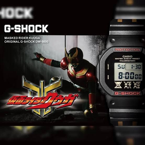 🇯🇵 Made In Japan JDM set DW-5600X Kamen Rider Kuuga Limited Edition G-Shock DW5600 Kamen Rider (Category: Men's Watches) located in Singapore. Submitted by kienmengho (Listing ID 1409980767, Image 2). Description: 🇯🇵Casio G-Shock DW-5600X Kamen Edition – Rare🇯🇵 Authentic Casio G-Shock DW-5600X Kamen Edition featuring the iconic square case with gold Kamen mask graphics on the dial. A unique collaboration piece that stands out from standard 