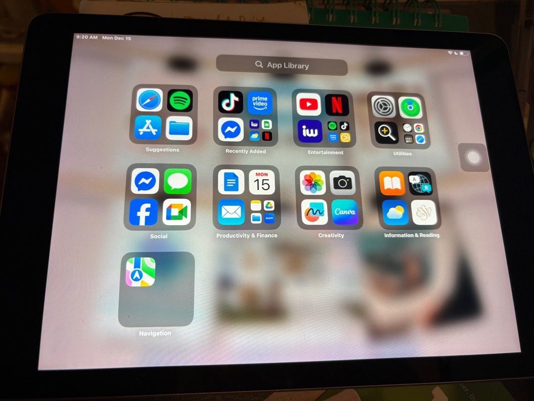 Apple iPad (Category: iPad) located in Cavite. Submitted by louiessaliviac (Listing ID 1409994048, Image 1). Description: - Apple iPad - Good working condition - Pre-installed apps: Spotify, Netflix, Facebook - Ideal for entertainment and productivity - Features Apple logo and sticker on the back.