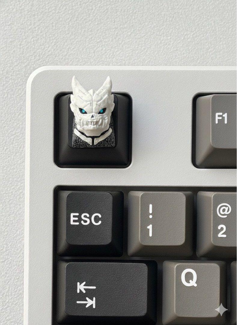 Artisan Keycap - kaiju no. 8 (Category: Computer Keyboard) located in Manila. Submitted by atoyzky (Listing ID 1409836166, Image 1). Description: - Artisan skull keycap - White skull with blue eyes - Black base - Designed for mechanical keyboards - Adds a unique touch to your keyboard.