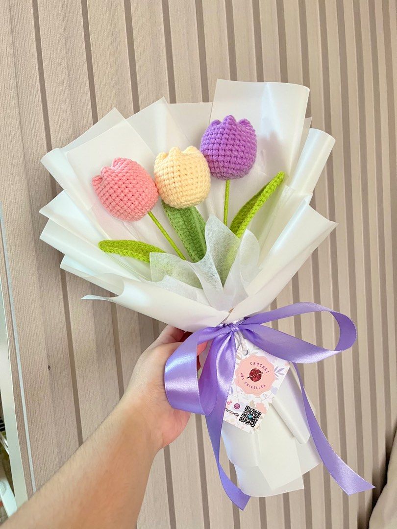 Crochet Tulips Bouquet (Category: Flowers & Bouquets) located in Manila. Submitted by crisellecamille (Listing ID 1409840825, Image 2). Description: Selling my handmade crochet flowers! Message me for custom made orders 💐.