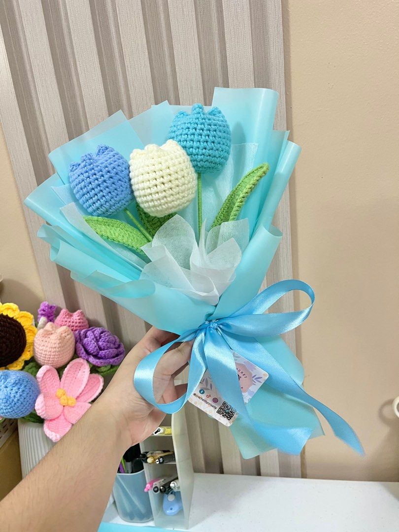 Crochet Tulips Bouquet (Category: Flowers & Bouquets) located in Manila. Submitted by crisellecamille (Listing ID 1409840825, Image 3). Description: Selling my handmade crochet flowers! Message me for custom made orders 💐.