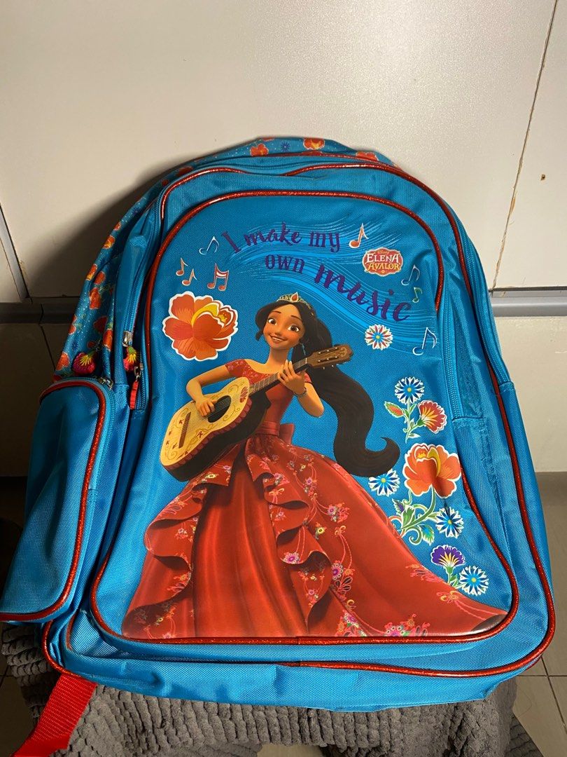 Elena of Avalor School Backpack (Category: Babies & Kids Fashion) located in Taguig. Submitted by ja.shop (Listing ID 1409839025, Image 1). Description: - With tag - Elena of Avalor backpack - Includes a side pocket - Adjustable straps for comfort - Ideal as a school backpack.
