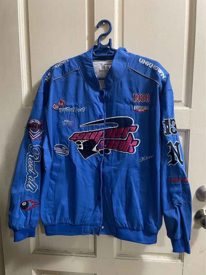 Embroidered Jacket (Category: Others Tops) located in Manila. Submitted by ava_declutters (Listing ID 1409978962, Image 1). Description: - M-L - If 5”3 Height, lowk oversized fit but saks lang lol - Used once only (not my style) - Super good condition - No flaws.