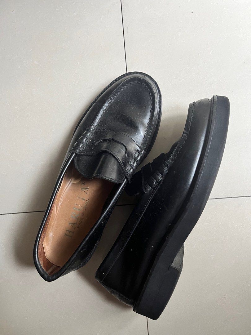Haruta Made in Japan Loafers (Category: Loafers) located in Quezon City. Submitted by thirdy1 (Listing ID 1409815922, Image 3). Description: - Haruta penny loafers - Made in Japan - Black leather upper - Shows some wear on soles - Approximate size: US Men's 6.5 / Women's 8-8.5 - Haruta branding on insole.
