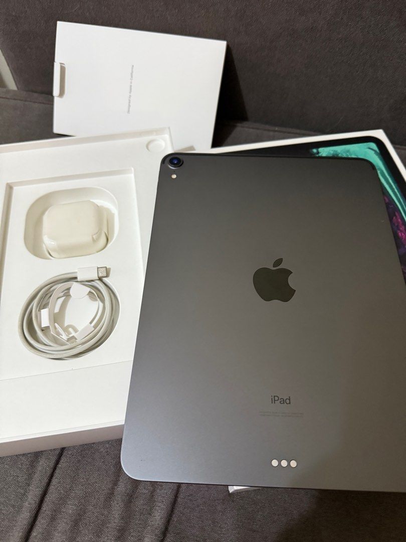 iPad Pro 1st Gen - 11inch (Spacegray) (Category: iPad) located in Pasig City. Submitted by technobytes (Listing ID 1409919152, Image 3). Description: • Wifi only • 64GB • 100% battery health • 98% smooth • No Hidden Issue • It comes with a complete package: Its Box, Manuals, Case, and Original Charger.