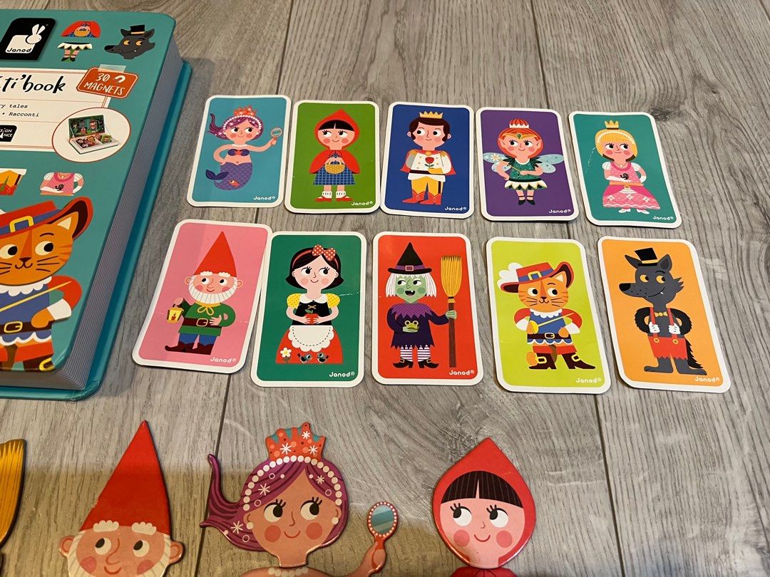 法國Janod】磁鐵遊戲書- 童話故事早教.STEAM玩具磁鐵遊戲盒幼兒啟蒙學習拼圖30片磁鐵10張造型圖卡, 書籍、休閒與玩具,  玩具、公仔、桌遊在旋轉拍賣