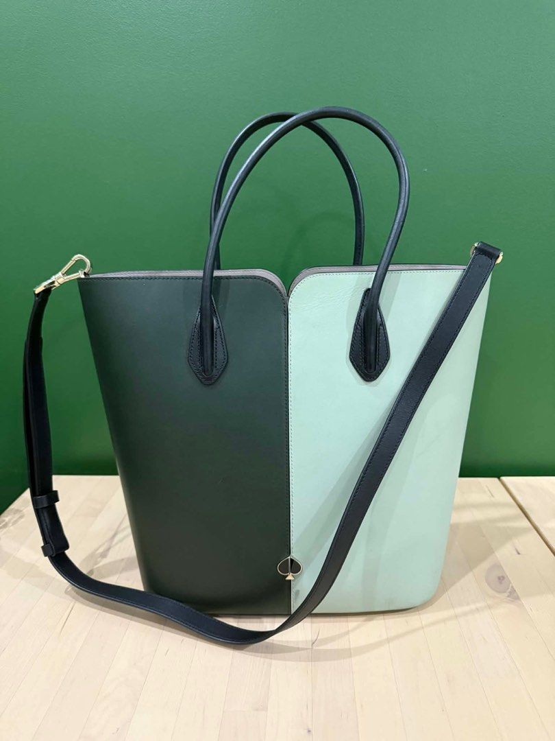 Kate Spade Nicola (Category: Luxury Bags & Wallets) located in Manila. Submitted by sample_only (Listing ID 1409858421, Image 2). Description: Kate Spade Nicola-bicolor large tote with strap SIZE 11”h x 13”w x 6”d strap drop: 5.5” MATERIAL smooth italian leather faux lambskin leather lining .