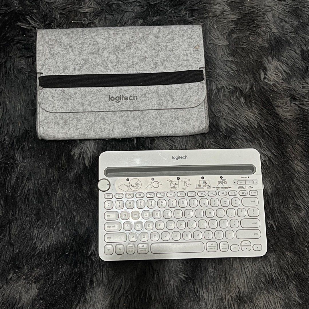 Logitech K480 Multi-Device Bluetooth Keyboard (Category: Computer Keyboard) located in Las Pinas. Submitted by 913ver (Listing ID 1409974771, Image 1). Description: - Logitech K480 multi-device keyboard - Comes with a free keyboard bag for protection - Connects via Bluetooth - White finish - Built-in cradle for tablets and smartphones - Compatible with PC, iOS, and Android .